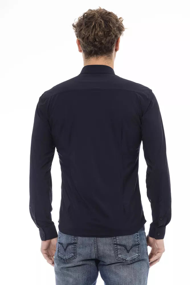 Blue Polyamide Men Shirt