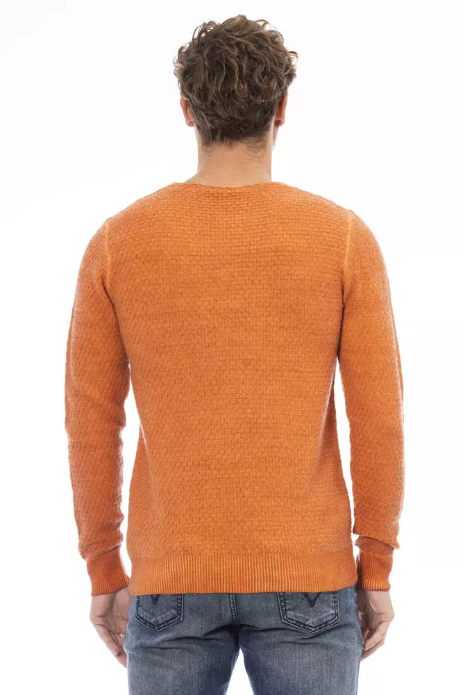 Orange Wool Men Sweater