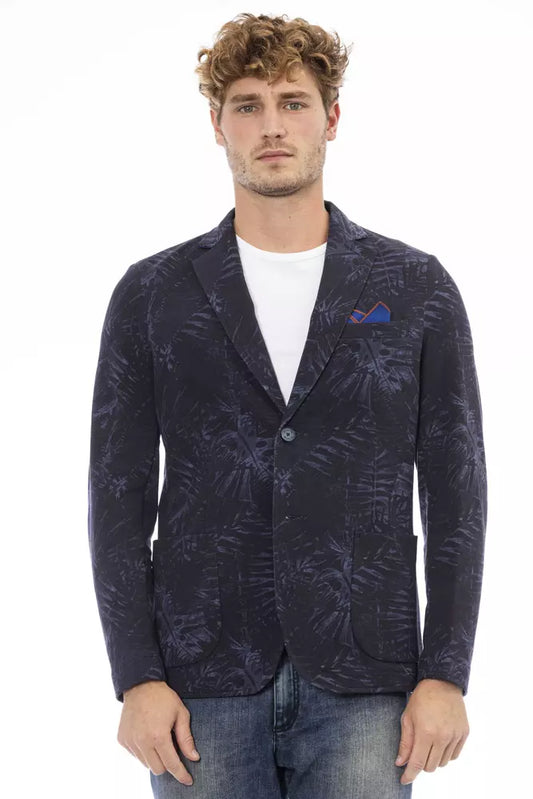 Blue Cotton Men Blazer