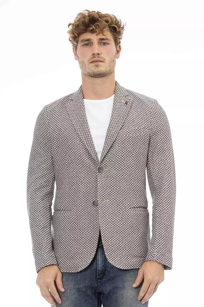 Beige Cotton Men Blazer