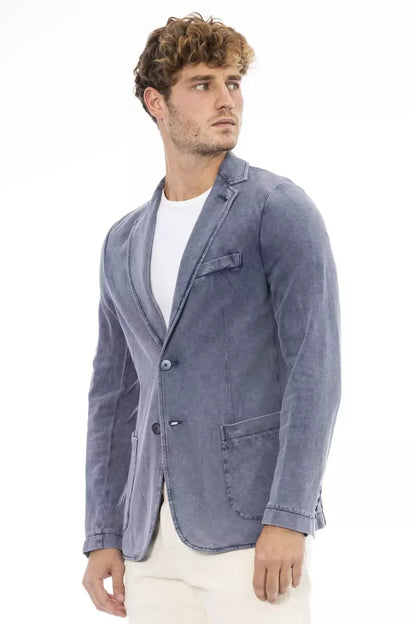 Blue Cotton Men's Blazer