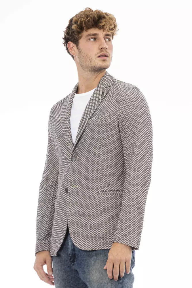 Beige Cotton Men Blazer