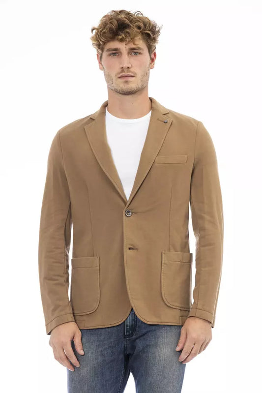 Brown Cotton Men Blazer