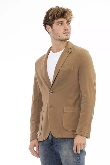 Brown Cotton Men Blazer