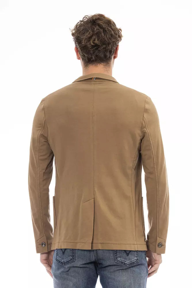 Brown Cotton Men Blazer