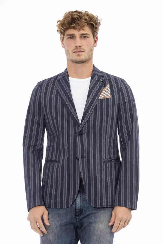 Blue Cotton Men Blazer