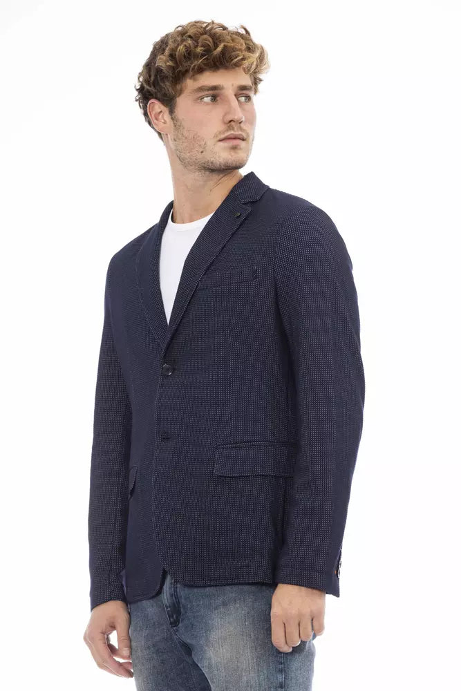 Blue Cotton Men Blazer