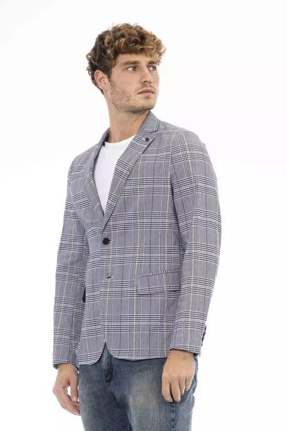 Blue Polyester Men Blazer