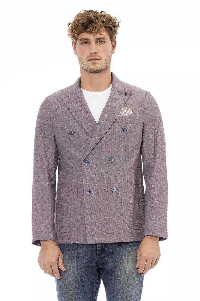 Purple Cotton Men Blazer