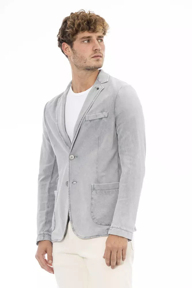 Gray Cotton Mens Blazer