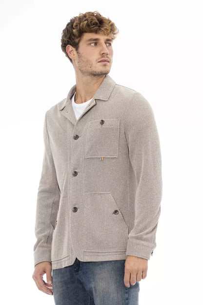 Beige Cotton Men Blazer