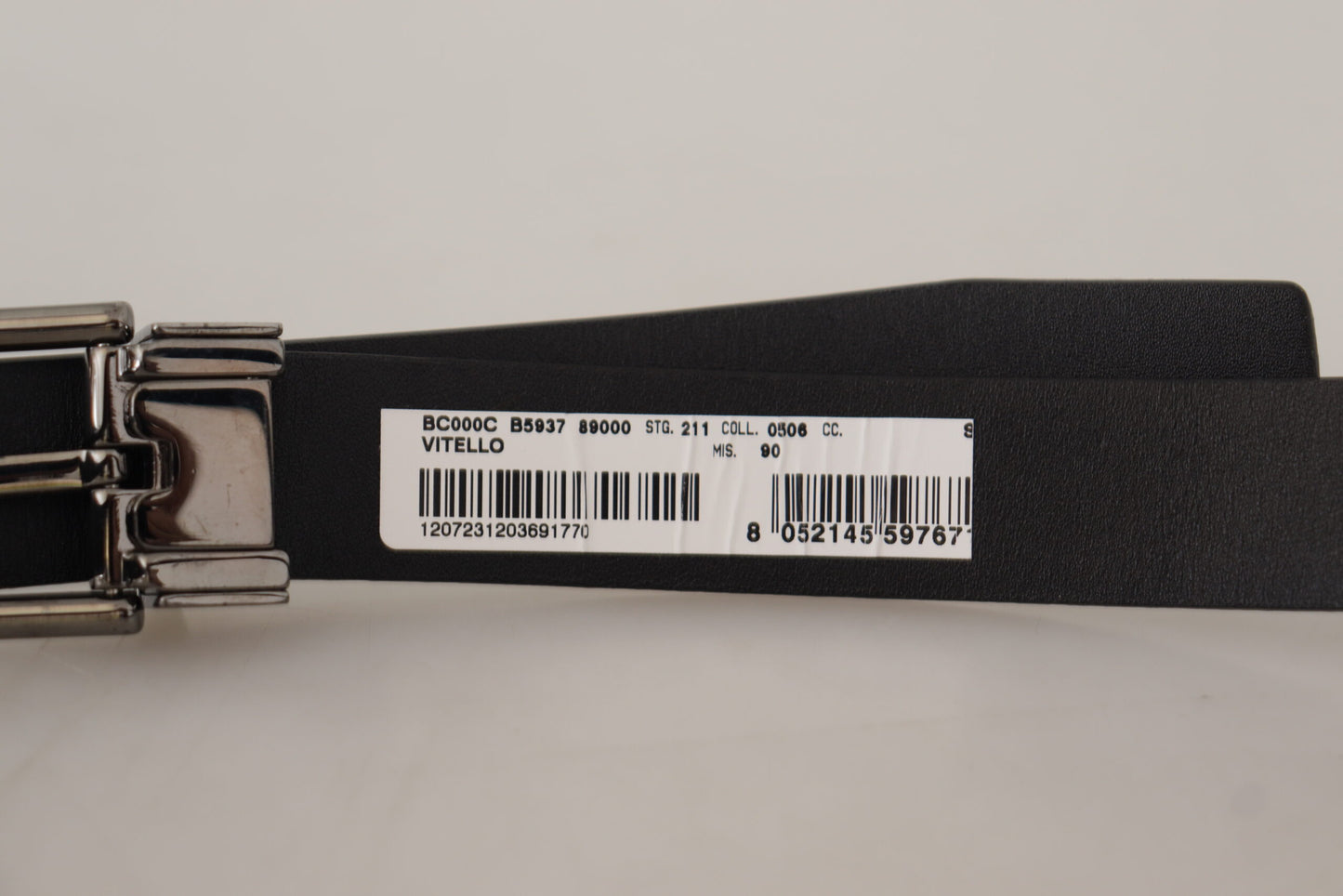 Sleek Black Leather Belt with Metallic Buckle