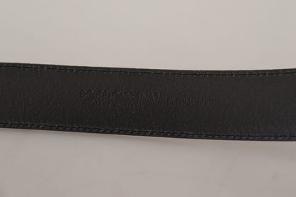 Elegant Black Leather Belt with Metal Buckle