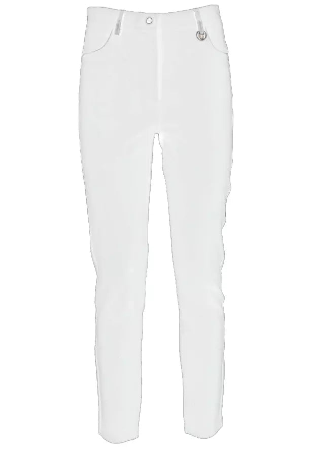 Chic White Slim-Fit Milano Stitch Trousers