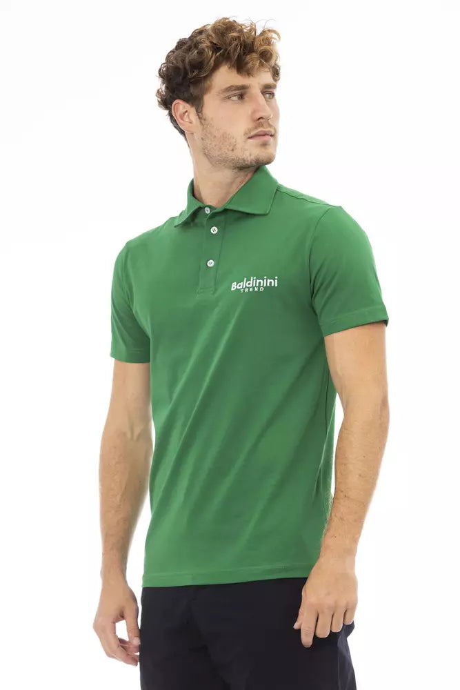 Green Cotton Men Polo