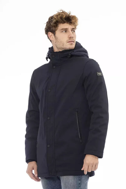 Blue Polyester Men Jacket