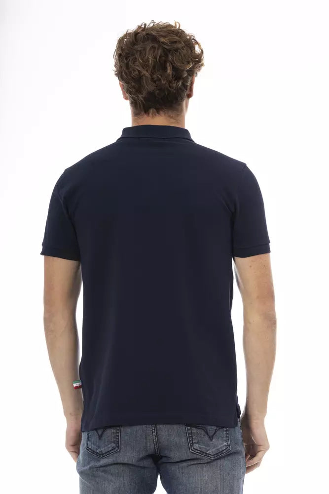 Blue Cotton Men Polo