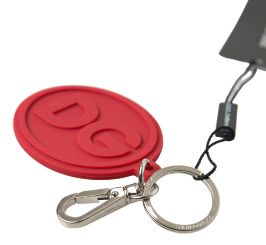 Chic Red Rubber and Brass Designer Keychain