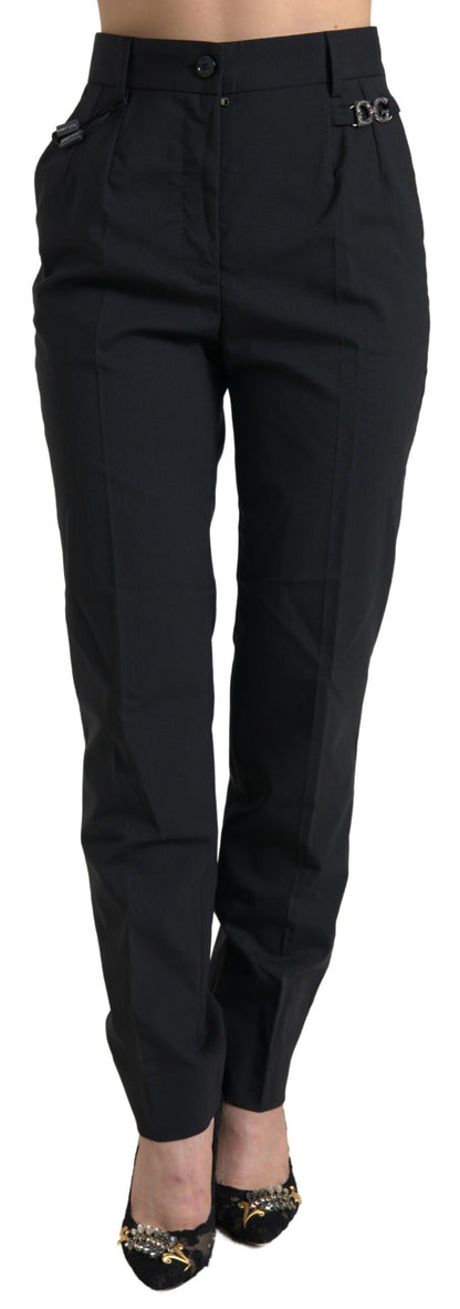 Elegant High-Waist Tapered Wool Pants