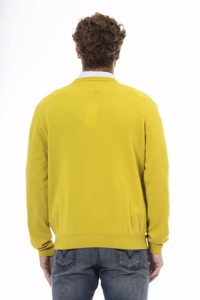 Yellow Wool Men Sweater