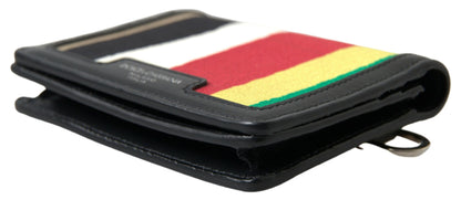 Multicolor Bifold Leather Wallet with Strap