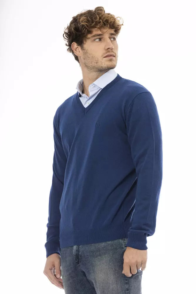 Blue Wool Men Sweater