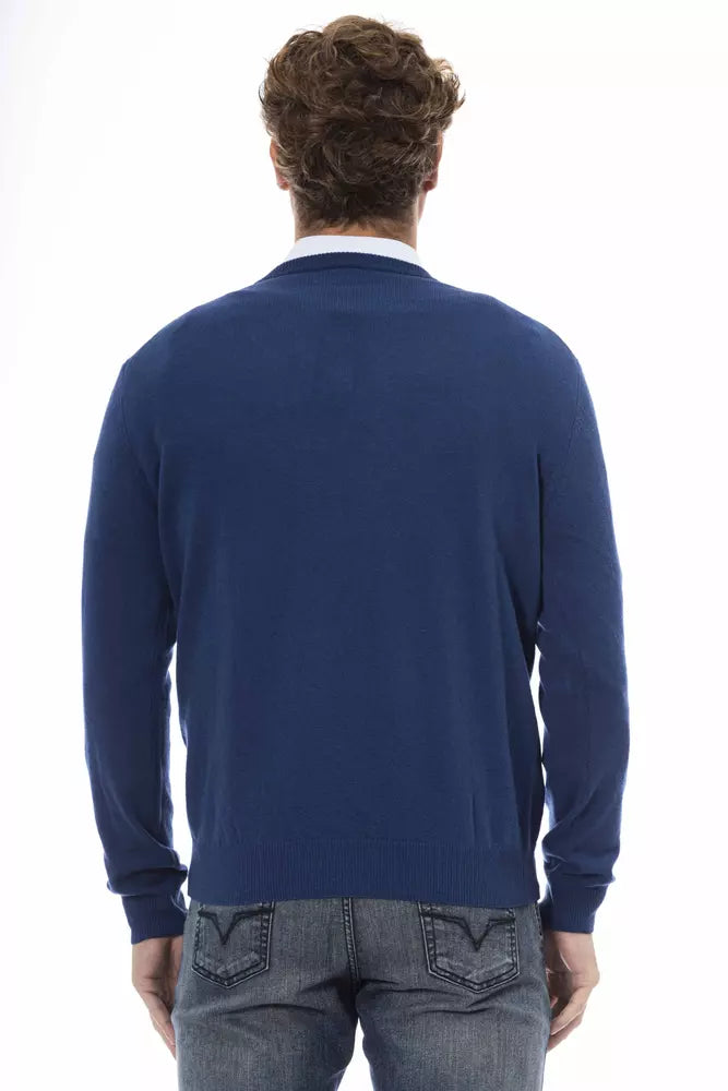 Blue Wool Men Sweater