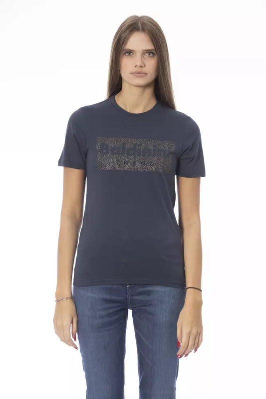 Blue Cotton Women T-Shirt