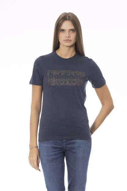 Blue Cotton Women T-Shirt