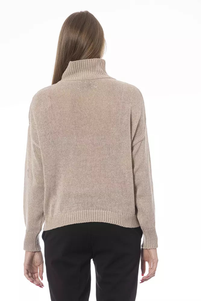 Beige Wool Women Sweater