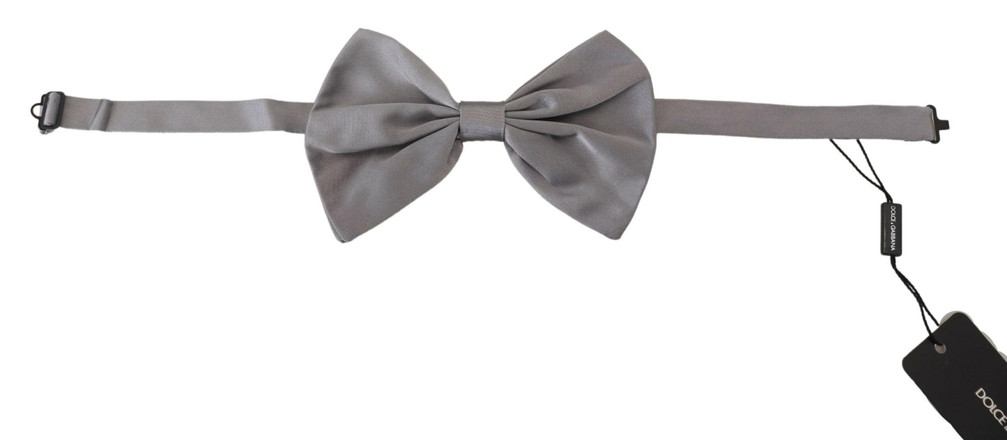 Elegant Silver Gray Silk Bow Tie