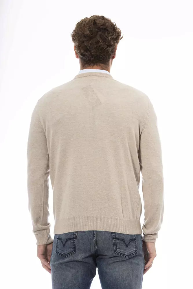 Beige Wool Men Sweater