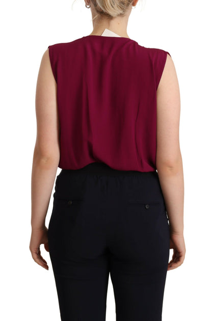 Elegant Plum V-Neck Sleeveless Bodysuit