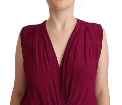 Elegant Plum V-Neck Sleeveless Bodysuit