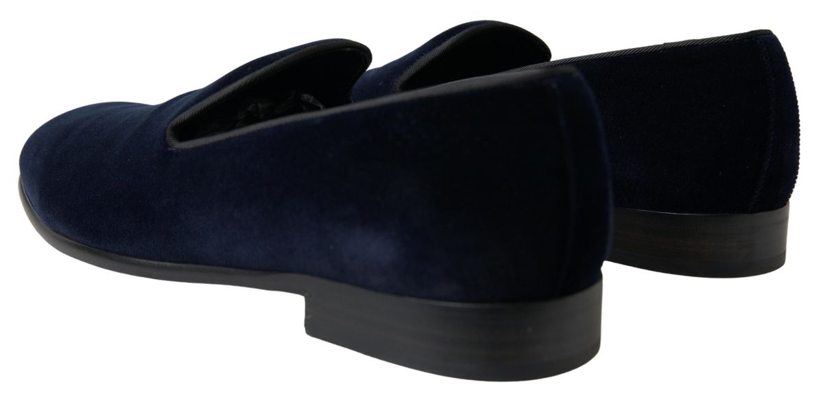 Elegant Blue Velvet Loafers for Men