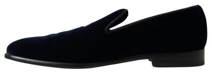 Elegant Blue Velvet Loafers for Men