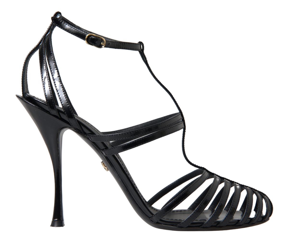 Elegant Black Leather Stiletto Sandals