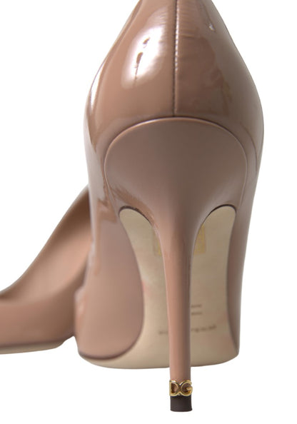 Elegant Beige Patent Leather Pumps