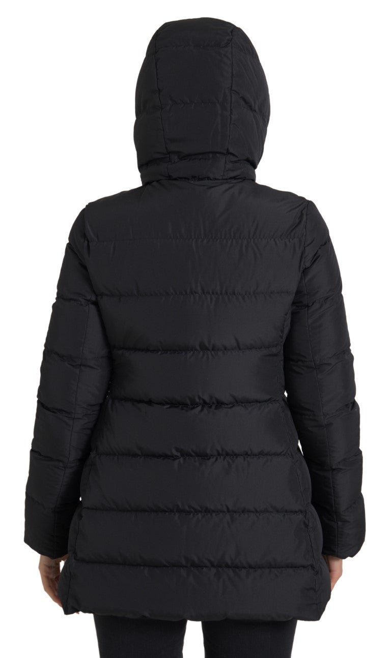 Elegant Full Zip Black Hooded Jacket