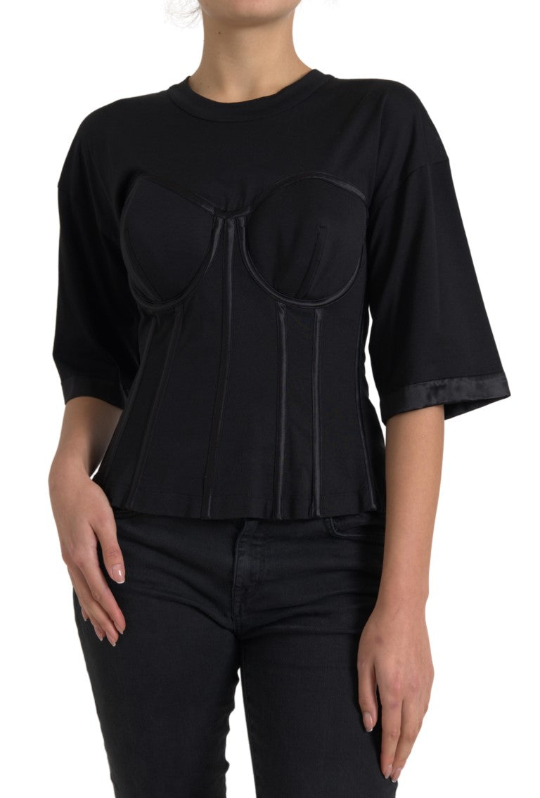 Timeless Black Silk Blend Corset Top