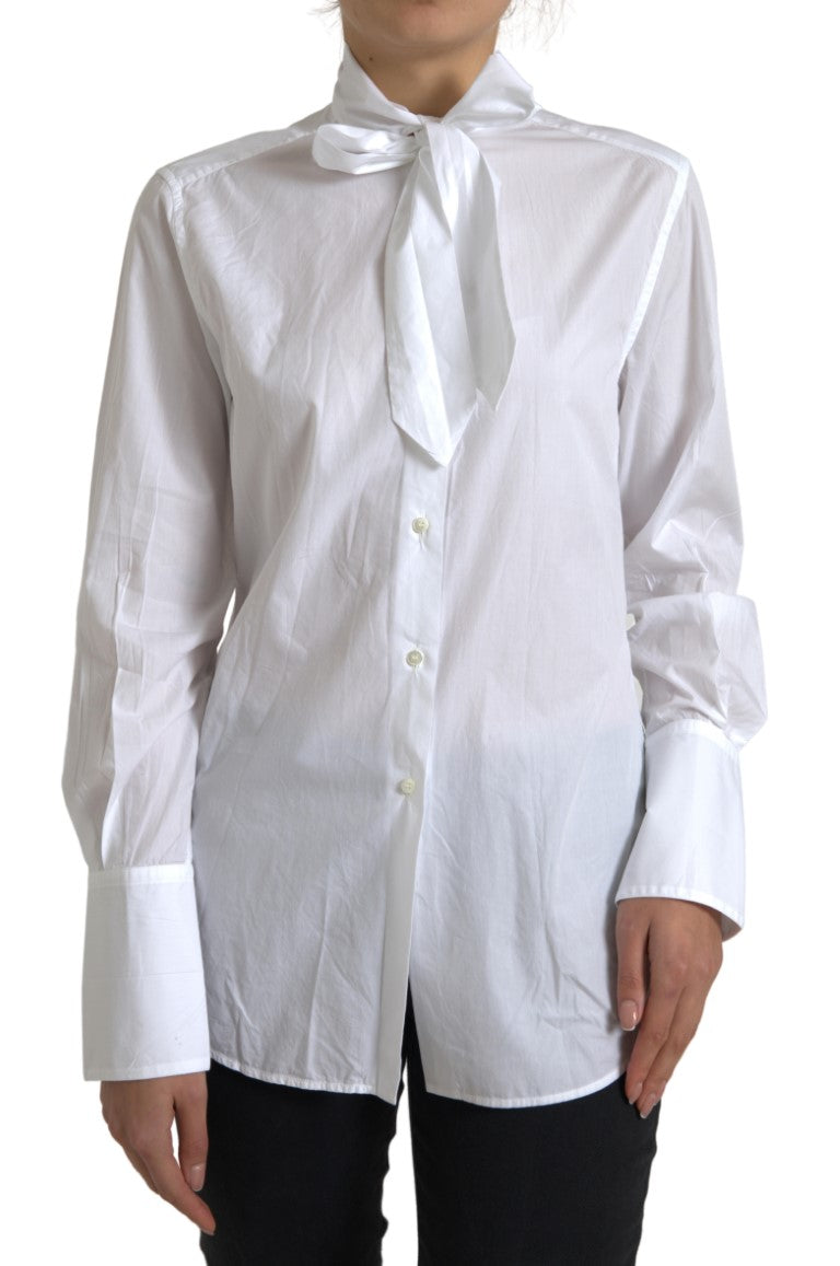 Elegant White Cotton Long Sleeve Shirt