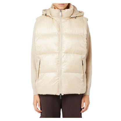 Sleeveless Hooded Down Jacket in Beige