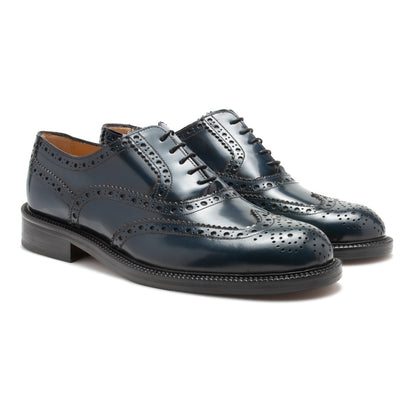 Elegant Blue Leather Brogue Shoes