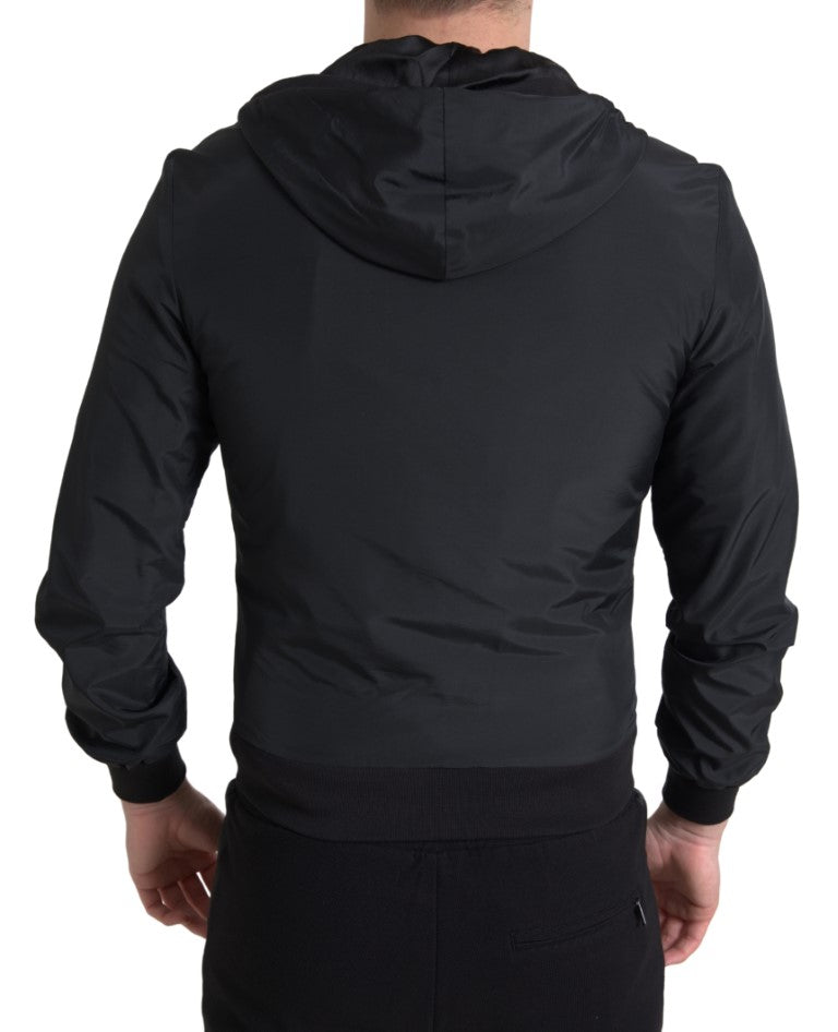 Elegant Black Hooded Sweatshirt with Logo Plaque