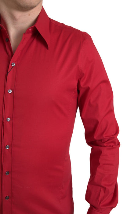 Red Slim Fit Cotton Stretch Shirt