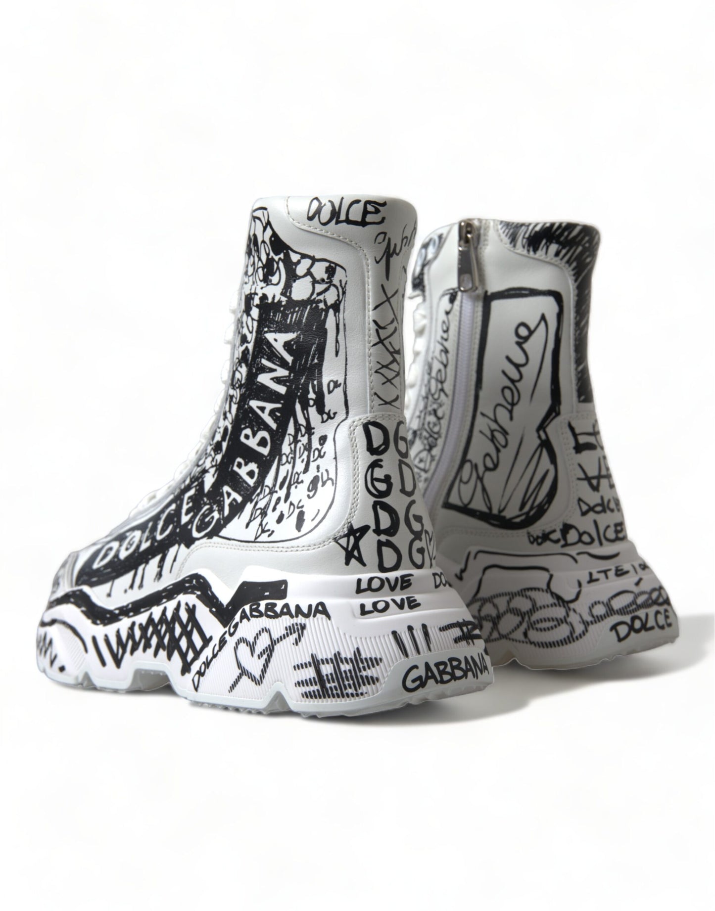 Daymaster Graffiti Print Mid Top Sneakers