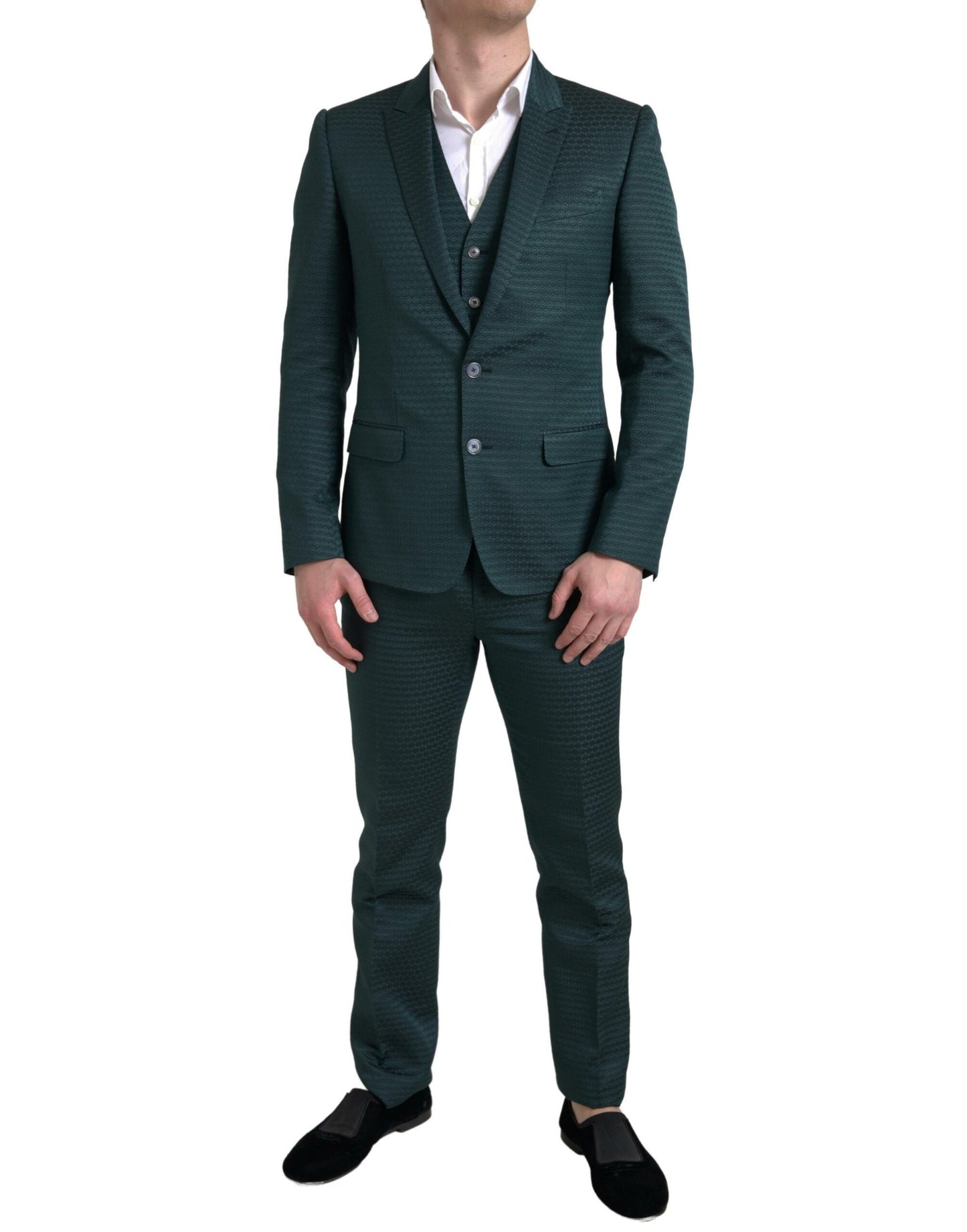 Emerald Elegance Slim Fit 3-Piece Suit