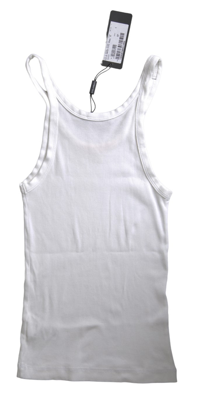 Elegant White Cotton Tank Top