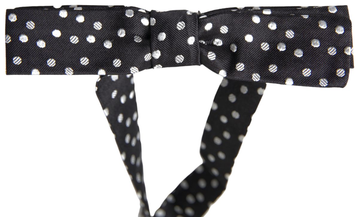 Elegant Black Silk Bow Tie with Logo Detail