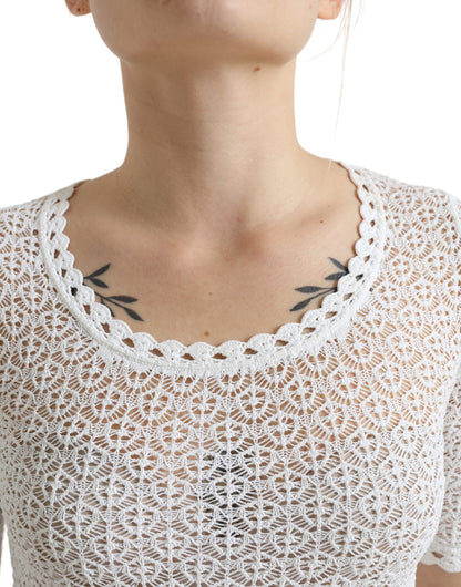 Elegant White Knitted Round Neck Top